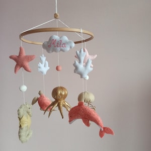 Under the sea baby mobile, Girl baby mobile, Ocean baby mobile, New baby gift, Baby shower gift, Sea life nursery decor