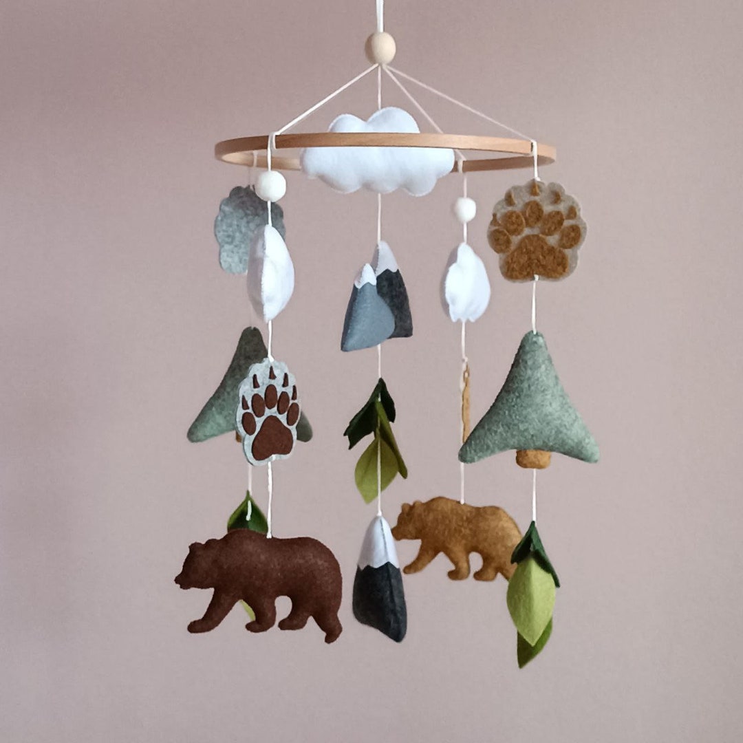 Woodland Mobile Nursery, Mountain Baby Mobile Mobile, Bear Baby Mobile