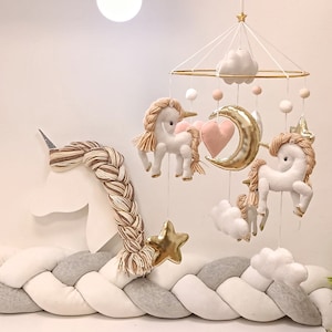 Unicorn baby mobile for crib, Unicorn nursery decor, Girl baby mobile, Pregnancy gift, Baby shower gift