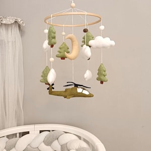Apache Helicopter Baby Mobile, Aviation Military Nursery Decor For Crib, Newborn Boy Girl Gift
