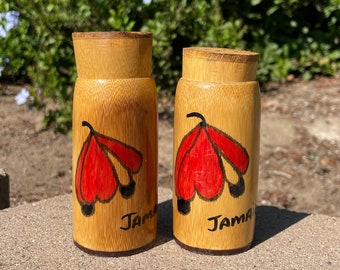 Vintage Jamaica W.I. Wooden Salt and Pepper Shakers