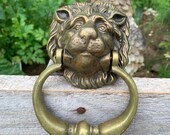 Vintage Friendly Lion Head Brass Door Knocker