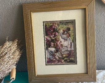 Beautiful African American family framed print art