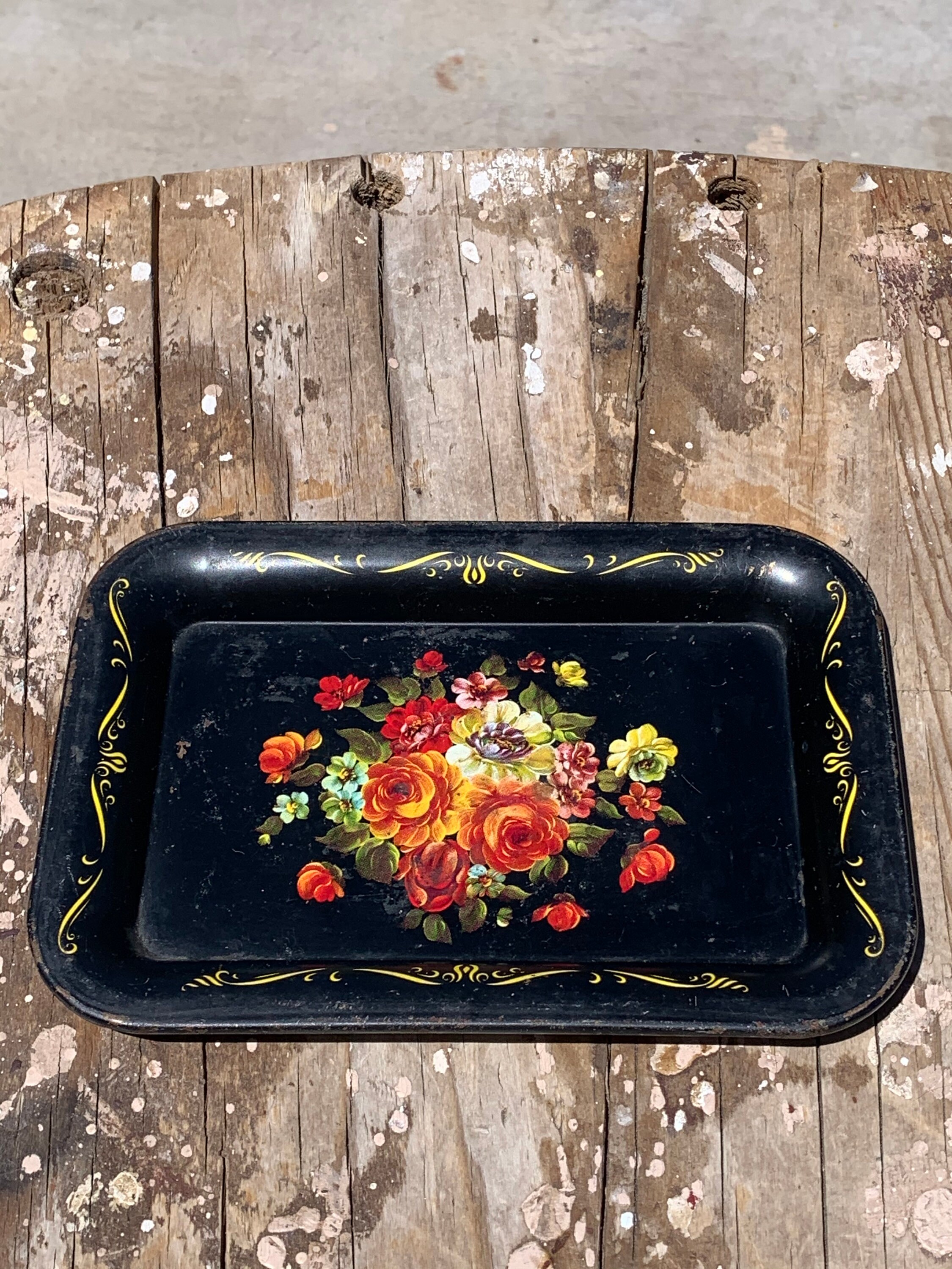 Vintage Miniature Tray With Flowers Etsy.de