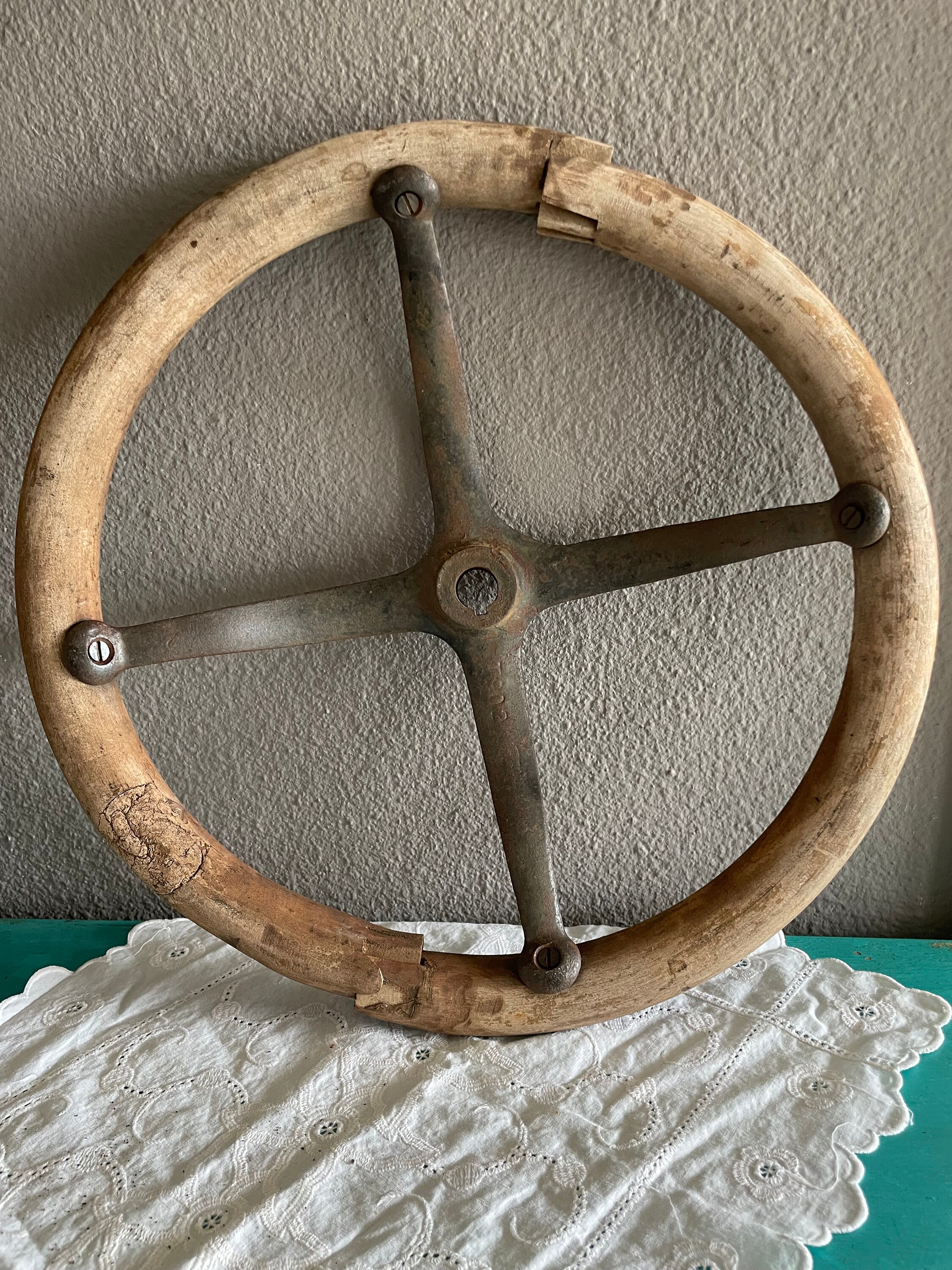 Antique Wood Steering Wheel - Etsy