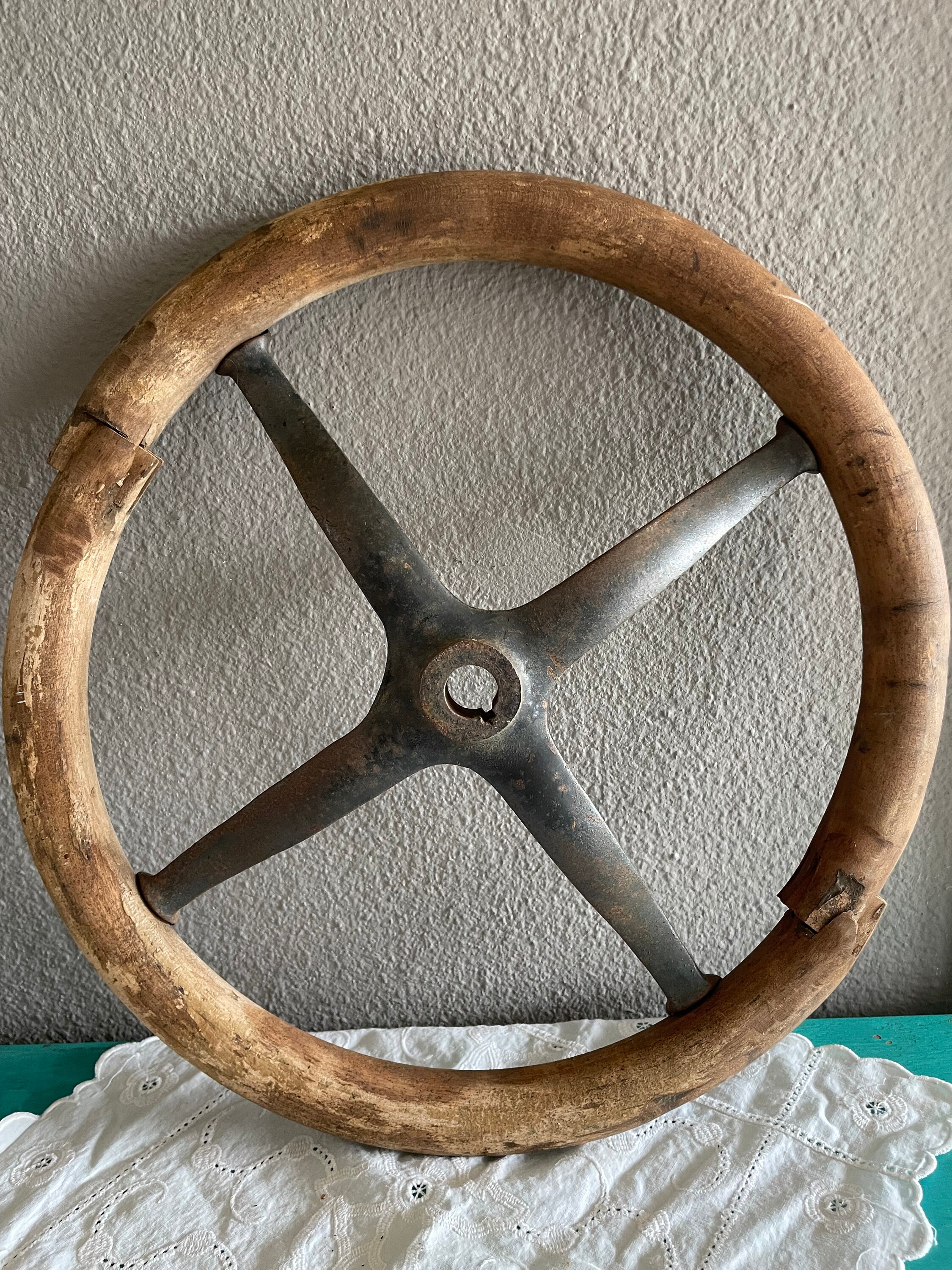 Antique Wood Steering Wheel Etsy