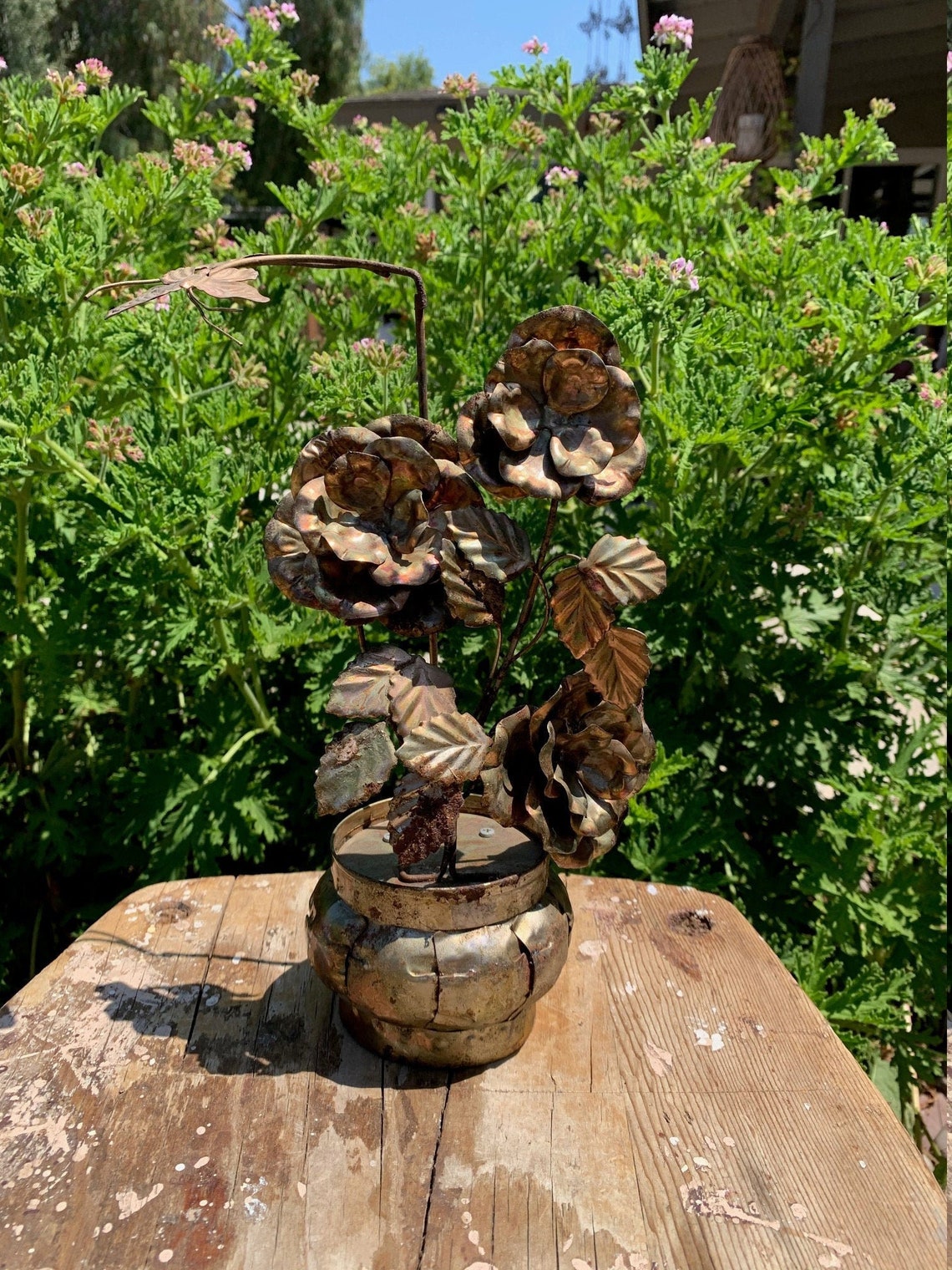 Vintage Musical Metal Flower Arrangement With Butterfly Key Etsy