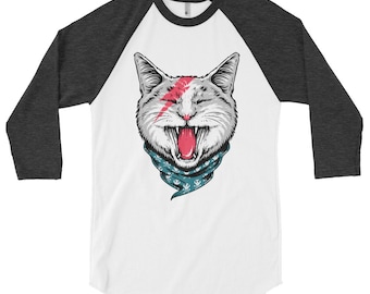 David Bowie Rebel Cat Shirt - 3/4 sleeve raglan shirt