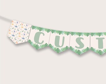 Dinosaur Birthday Banner: Editable Canva Template (Printable)