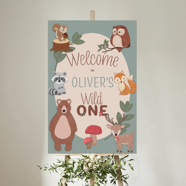 Woodland Welcome Sign - Wild One Welcome Sign - Woodland Birthday Party - Wild One Birthday Party - Woodland Party Decoration