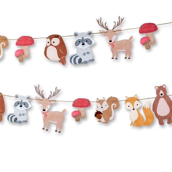 Woodland Animals Garland - Woodland Birthday Decoration - Wild One Garland - Woodland Animals Garland