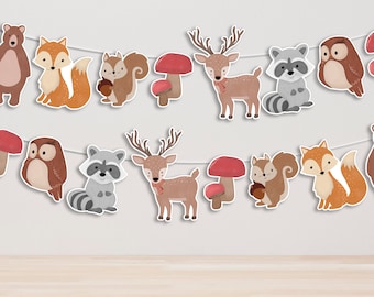 Woodland Animals Garland: Printable Birthday Party Decor (PDF)