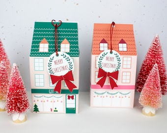 Christmas Gift Box - Christmas Favors Box - Christmas Treat Box - Christmas House Box - Christmas Party Decoration - Christmas Chocolate Box