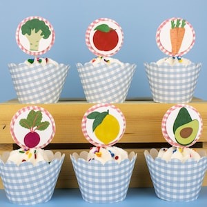 Farmers Market Cupcake - Famers Market Cupcake Topper - Farmers Market Birthday Party - Vegetables Cupcake - Cupcake Wrapper