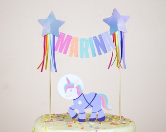 Astronaut Unicorn Cake Topper -  Space Unicorn Cake Decoration - Rainbow Cake Topper -  Astronaut Unicorn Birthday Party Decoration