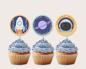 Space Cupcake Toppers: Astronaut Party Decorations (Printable Instant Download)