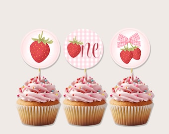 Strawberry Cupcake Topper  - Printable