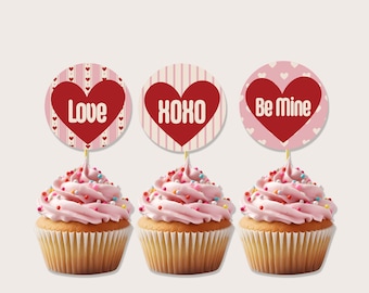 Valentine's Cupcake Topper - Printable & Instant Download