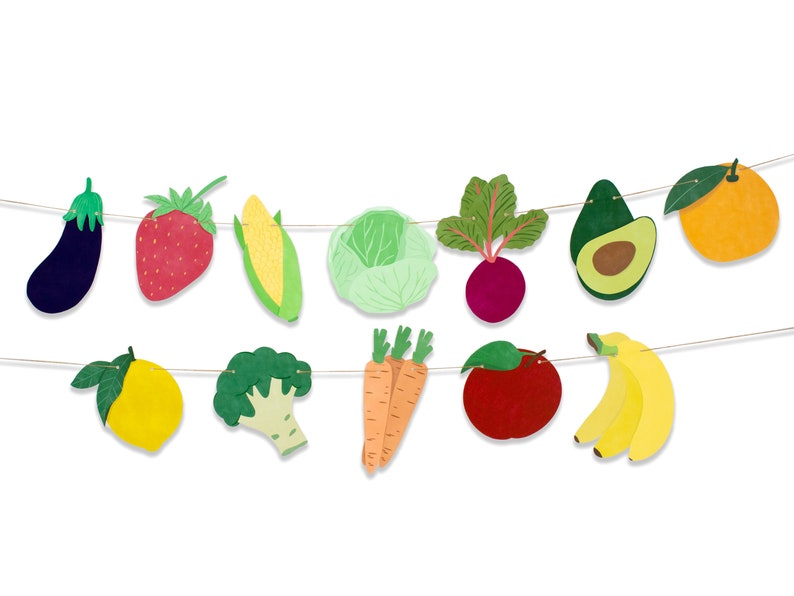Farmers Market Garland Fruits and Vegetables Decoration Farmers Market Decoration Farmers Market Birthday Produce Banner image 1