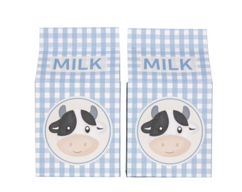 Printable Milk Box - Milk Favor Box - Farmers Market Birthday Decoration - Farm Birthday Decoration - Paper Milk Box