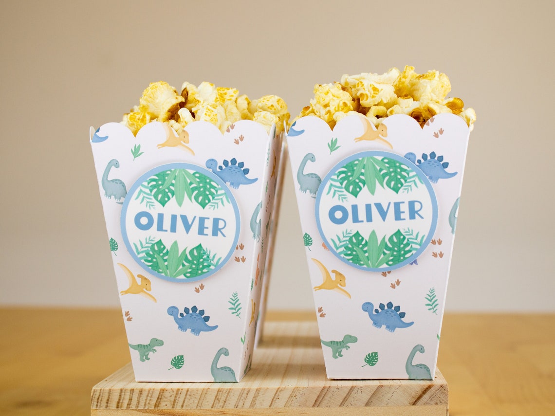Dinosaur Popcorn Box Dino Treat Box Dinosaur Birthday Party Dino ...