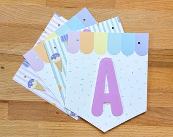 Custom Ice Cream Birthday Banner: Handmade Paper Garland