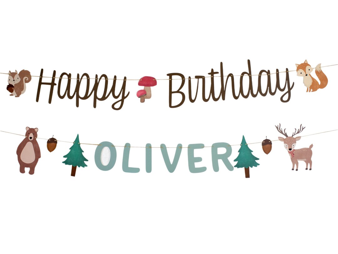 Woodland Happy Birthday Banner Woodland Happy Birthday Garland Wild One