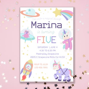 Space Unicorn Birthday Invitation: Astronaut Party (Printable)