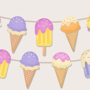 Ice Cream Garland - Summer Party Decoration - Ice Cream Birthday Banner - Ice Cream Party - Printable & Instant Download