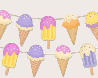 Ice Cream Garland: Summer Party Banner (Printable & Instant Download)