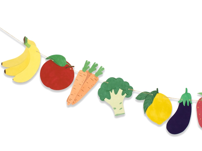 Farmers Market Garland Fruits and Vegetables Decoration Farmers Market Decoration Farmers Market Birthday Produce Banner image 3