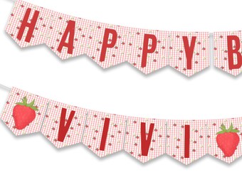 Strawberry Birthday Banner: Printable Party Decorations (PDF)