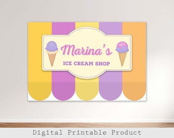 Ice Cream Birthday Backdrop, Ice Cream Birthday Party Poster -  Ice Cream Birthday Party - PRINTABLE