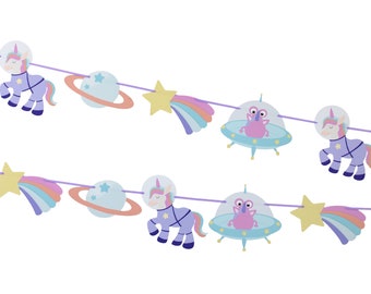 Space Unicorn Garland - Unicorn Birthday Party - Space Birthday - Unicorn Birthday Decoration - Space Unicorn Banner