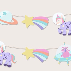 Space Unicorn Garland - Unicorn Birthday Party - Space Birthday - Unicorn Birthday Decoration - Space Unicorn Banner - Digital Printable