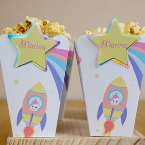 Space Unicorn Popcorn Box - Space Birthday Party - Unicorn Birthday Party - Unicorn Party Favors