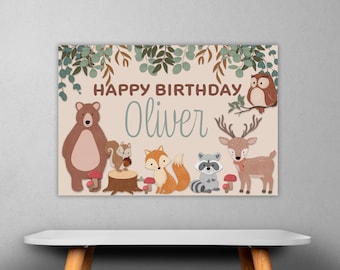Woodland Birthday Banner: Wild One Party Decor