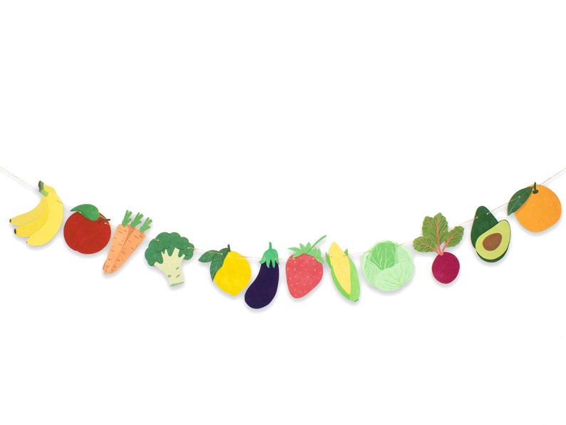 Farmers Market Garland Fruits and Vegetables Decoration Farmers Market Decoration Farmers Market Birthday Produce Banner image 4