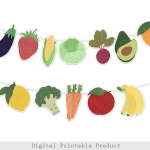 Farmers Market Garland - Fruits and Vegetables Decoration - Farmers Market Decoration - Farmers Market Birthday - Produce Banner - Printable