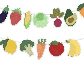 Farmers Market Garland - Fruits and Vegetables Decoration - Farmers Market Decoration - Farmers Market Birthday - Produce Banner - Printable