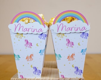 Rainbow Unicorn Popcorn Box -Unicorn Birthday Party - Unicorn Treat Box  - Unicorn Party Favors - Rainbow Unicorn Favor Box