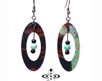 Pendientes de arte ponible pintados a mano - Serie de asimetría
