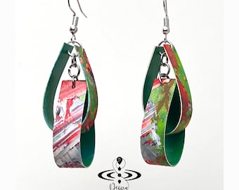 Hand Painted Wearable Art Earrings - Astral Loop Series (Holiday)