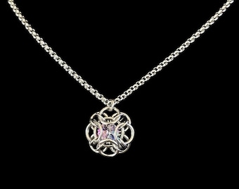 Oriana Crystal Pendant Necklace - Fractal Lavender