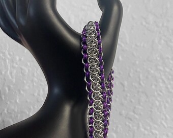 Alfred Weave Chainmail Bracelet - Purple