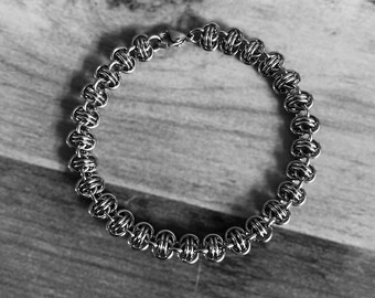 Stainless Steel Double Vision/Barrel Weave Chainmail Bracelet
