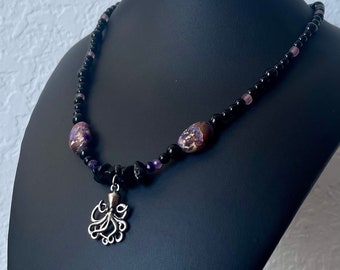 Octopus Charm Beaded Necklace