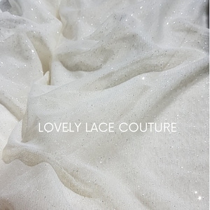 Tecido de tule brilhante muito macio em branco-sujo ou marfim, tule brilhante para véus de noiva ou vestidos de noiva, tecido de malha, tule para véu LL-1462