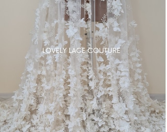 3D Flower Bridal Lace Fabric, Wedding Dress Lace