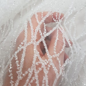 Glitter Tulle Fabric for wedding dresses, glitter mesh fabric, bridal glitter fabric in white LL-1103, roségold LL-1404 or winered LL-1448